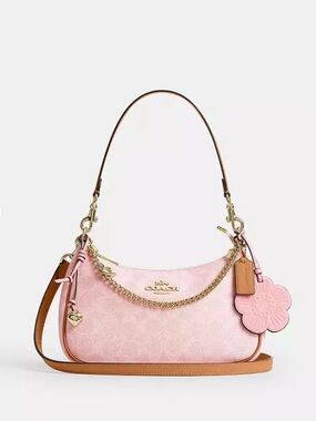Coach Powder Pink Teri Shoulder Bag With Charms
